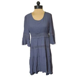 Solitaire Boho Blue Gauze Lace Hi Lo Dress Size M